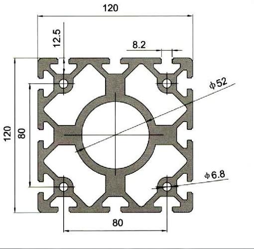 工业铝型材铝合金120x120工业制造设备横梁